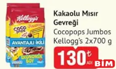 KELLOGG'S JUMBOS COCO POPS KAKAOLU MISIR GEVREĞİ 2X700 G fiyat ve kampanya bilgisi